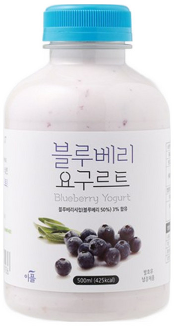 [산지마켓] 임실 이플목장 천연 블루베리 요구르트 국산원유100%, 500ml, 2개