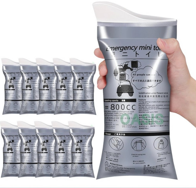 오아시스 캠핑 차량 휴대용 소변백800CC+응고제 10세트