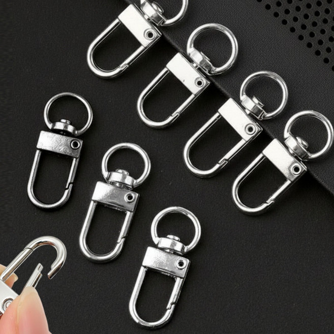 아연 합금 회전고리 오픈형 D고리 키링 연결 부자재 60P 세트, 60개, 32mm 실버