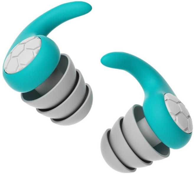 실리콘 귀마개 삼중 소음 감소 격리 음소거 청력 보호 수영 방수 남성 및 여성 풀 사이즈 귀마개, 1세트, 파란색