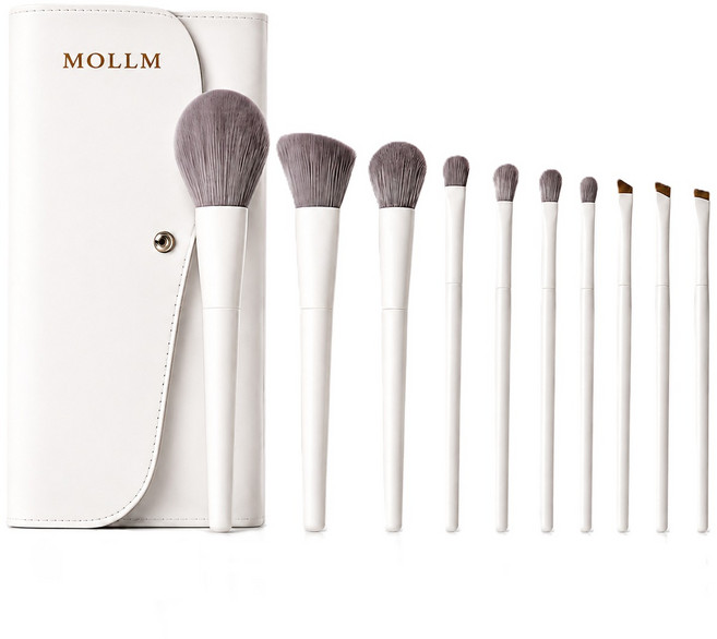 MOLLM 메이크업 브러쉬 브러쉬 세트 파운데이션 브러쉬 아이섀도우 붓 10종, 1개, 화이트