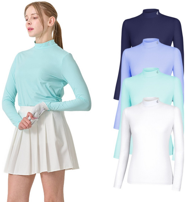 김영주 여성 봄 여름 가을 골프웨어 글루미 UV 자외선 차단 기능성 긴팔 반목 이너 티셔츠