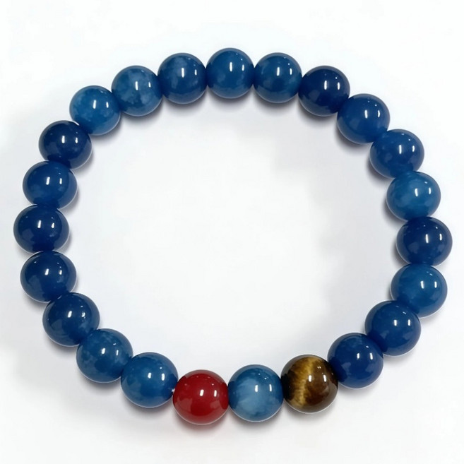 파란색 천연석 장수 건강 행운 팔찌