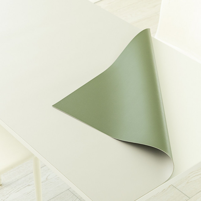 망고보드 가죽 식탁보 방수 테이블보 (무료재단), 130x80cm, 양면 그린 그레이