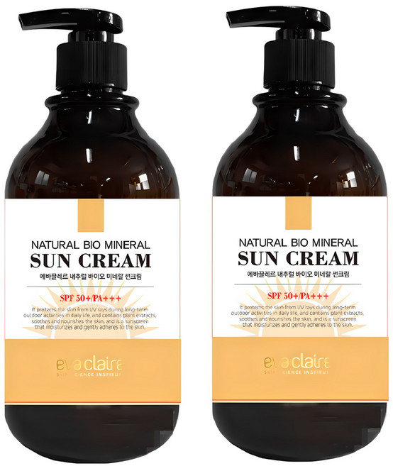 에바끌레르 썬크림 골프장 썬크림 썬블럭 선블럭 골프장전용 골프전용 대용량, 500ml, 2개