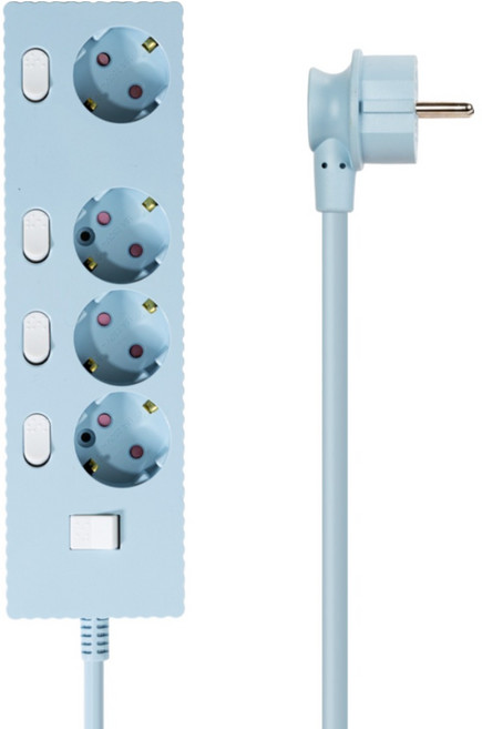 파워존 4000W 고용량 웨이브 개별스위치 과부하차단 4구 멀티탭 콘센트 50cm 1.5m 3m 5m 7m, 개별스위치 4구50cm 파스텔블루, 1개