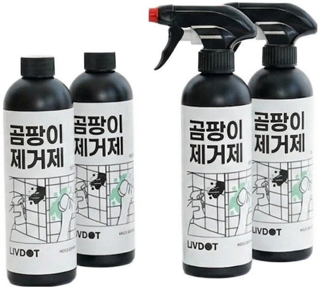 리브닷 초강력 뿌리는 거품형 곰팡이제거제, 4개, 500ml