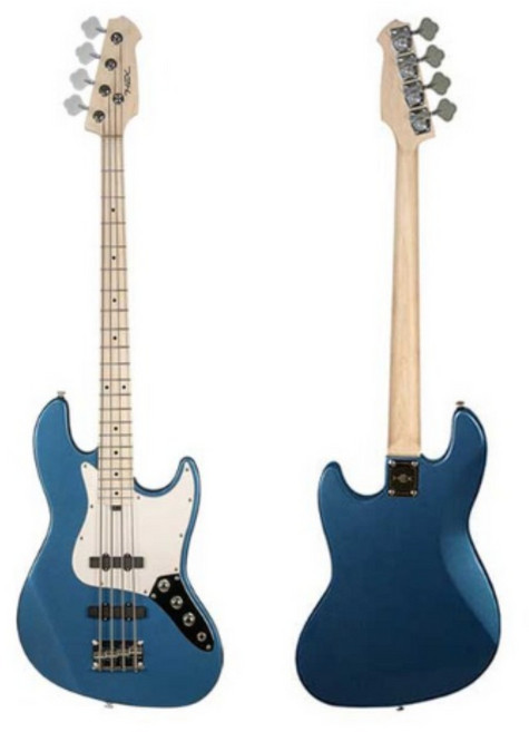 [HEX헥스] B100M MEB (메탈릭 일렉트릭블루) 베이스기타 유광피니시 입문BASS 기타 메이플지판, 1개