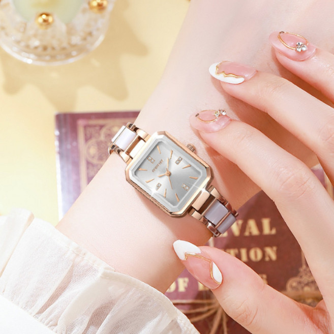 여성 스퀘어 세라믹 패션 손목시계 hbp-0045