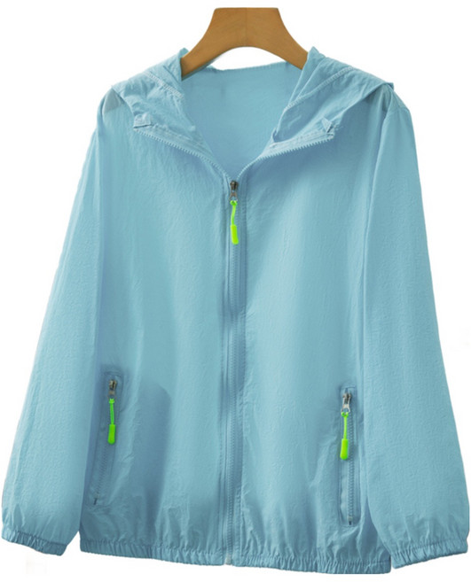 여성용 여름에 시원한 윈드브레이커 아우터 데일리룩 캐주얼 여름 가벼운 통기성 아우터 비보뉴, 블루