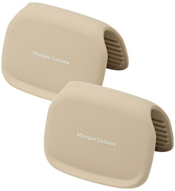 마르쿠진 완벽 열 차단 두꺼운 더블가드 실리콘 냄비 손잡이 2P 내열 주방장갑, 1세트, 소프트그레이