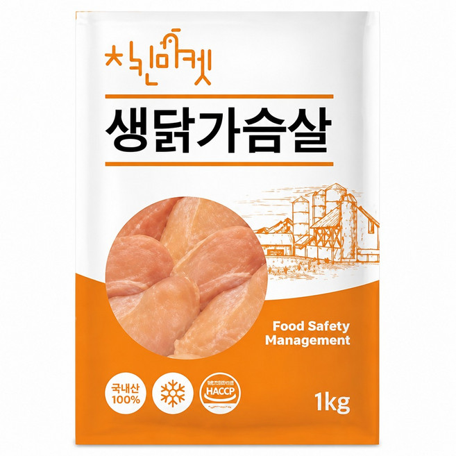 치킨마켓 국내산 냉동 생닭가슴살10kg(1kg X 10팩), 1kg, 10개