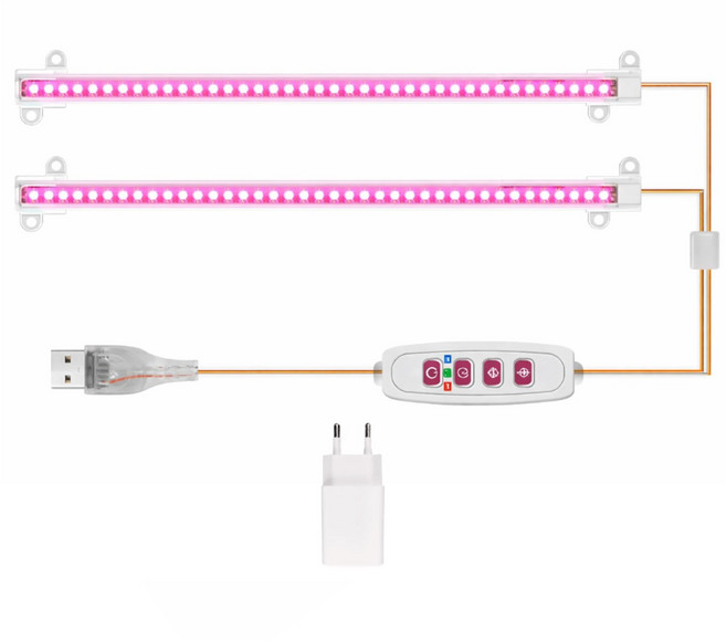 비상 실내 LED 식물등 조명 다육이 성장 생장등 2스틱, 2스틱(퍼플)+어탭터