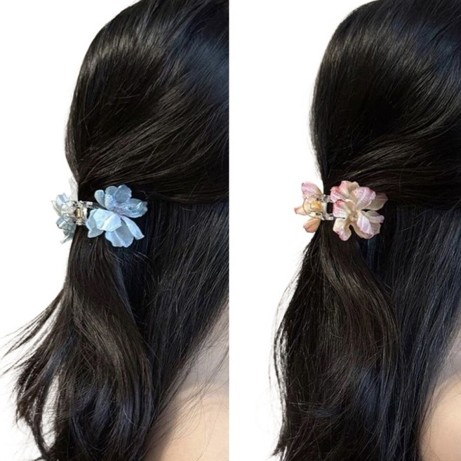 예삐스토어 꽃잎 큐빅 집게핀 플라워 헤어핀 포인트핀 휴양지 반머리