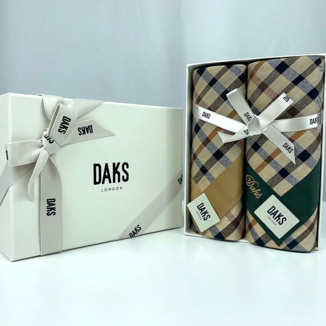 [선물포장] [백화점 정품] 닥스 체크 면 손수건 2종 세트