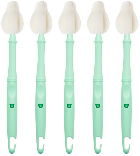 리에또 클린 롱 젖꼭지솔 텀블러 물병 젖병 세척솔, 5개, 롱 스프링그린 5P