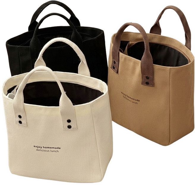 온리웨이 고품격 런치백 도시락가방 토트백, 브라운