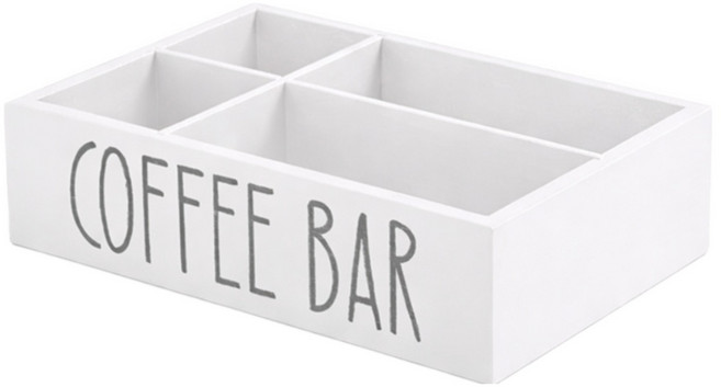 마벨인홈 원목 커피바 박스 수납함 캡슐 탕비실 보관함 칸막이 분리형, 화이트, 1개