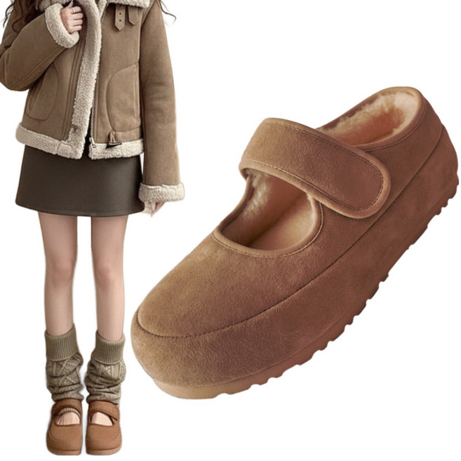 스토리원 여성 겨울 털 메리제인 뮬 슬리퍼 SH-WFR-2502