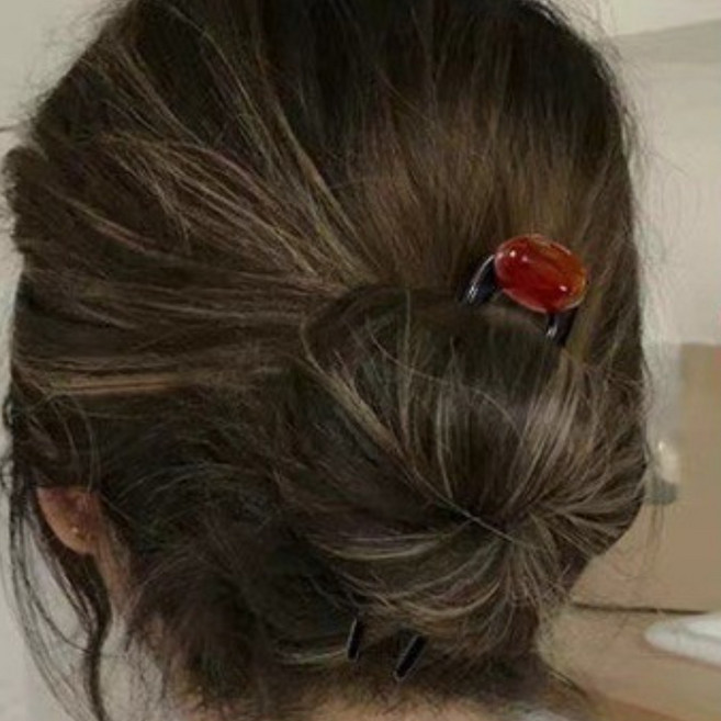 YIEUN 원석U핀 올림머리 포니테일 똥머리 쪽진머리 뒤꽂이 고급유핀