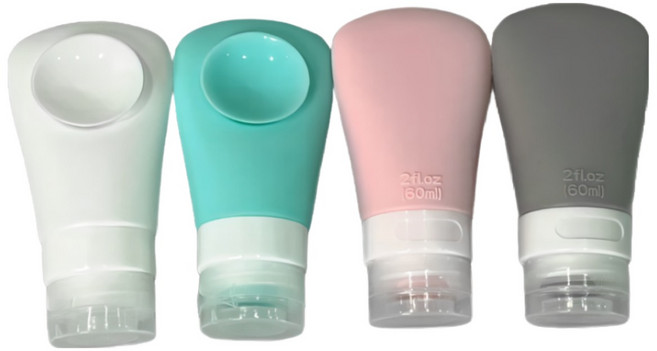 흡착 여행용 실리콘 공병 4P 휴대용 수영장 헬스장, 1세트, 혼합