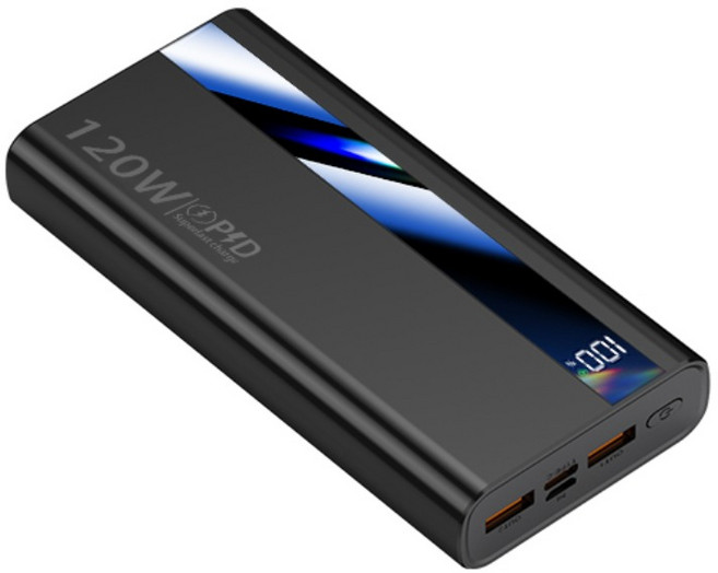 PYHO 보조배터리 120W고속충전 30000mah대용량 LED 디스플레이 캠핑 보조 배터리, 블랙