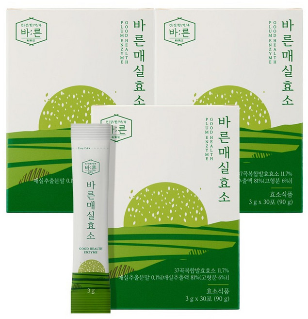 바른 매실효소 식물 유래 매실, 90g, 3박스