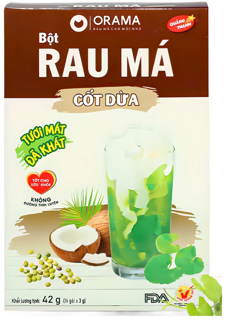ORAMA 코코넛 병풀 가루 - 칼로리 0 설탕 Bot rau ma cot dua 0 calo ( 3g x 14개입/박스 ), 2박스, 42g