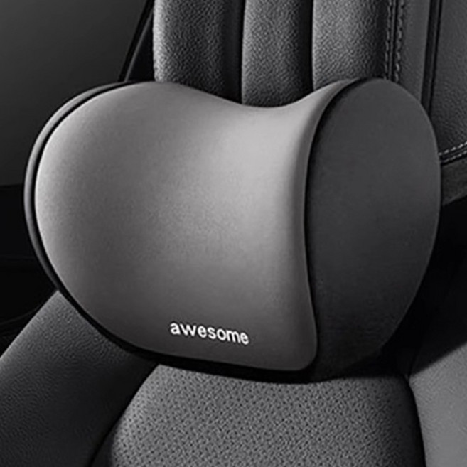 1+1 차량용 메모리폼 목쿠션 세트 차량 헤드레스트 쿠션 베개 자동차 목베개 여행용 목받침 목베게 2p 고급형, R99935G, 2개, 그레이