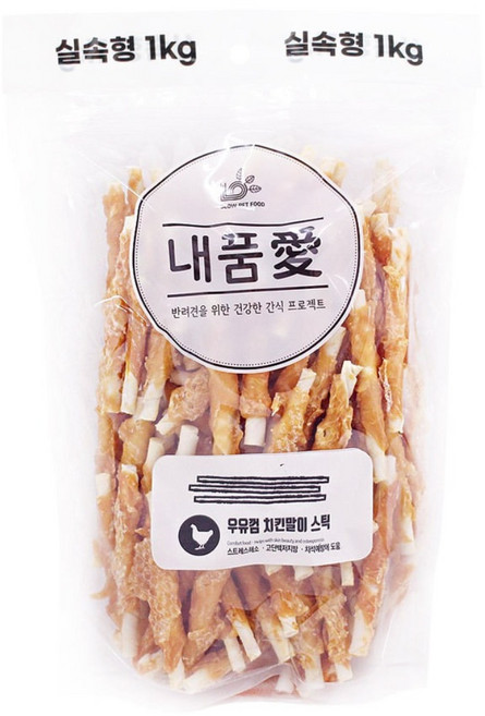 내품애 실속형 대용량 간식, 우유껌치킨말이스틱껌, 1kg, 1개