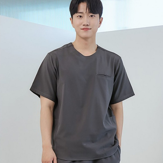 (3color) 남성 크루넥 사이드포켓 향균 스크럽 티셔츠 (ET-103M) 의사가운 약사가운 간호사복 간호복 수술복 간호사유니폼 병원가운 대학생 실습용가운 실험복 스크럽복