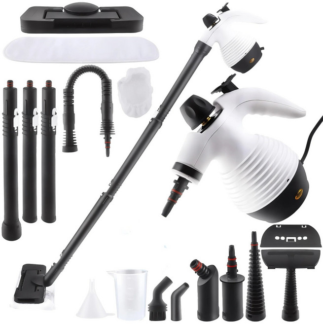 RichMagic독일 다기능 고온 스팀 청소기 고온 살균 다기능 세척 대걸레가 달린 스팀청소기, 흰색, HEB-818C