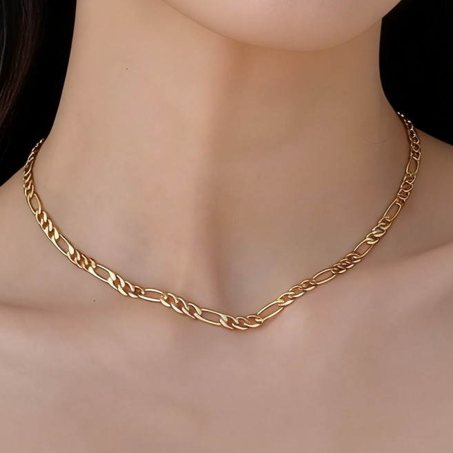 여성 티타늄스틸 18K 골드 도금 목걸이 알레르기 방지 탈색 방지 여성용 티타늄 스틸 목걸이 1P