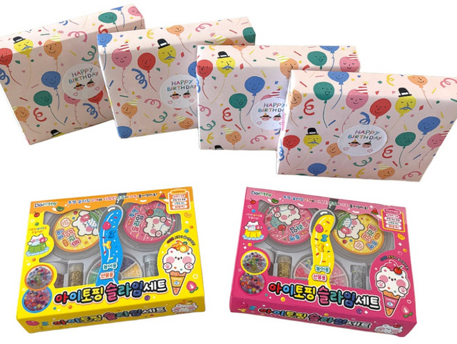 슬라임 완포장 4세트 어린이집 유치원 생일선물 답례품 구디백, 1개, 풍선포장지(완포장4세트)