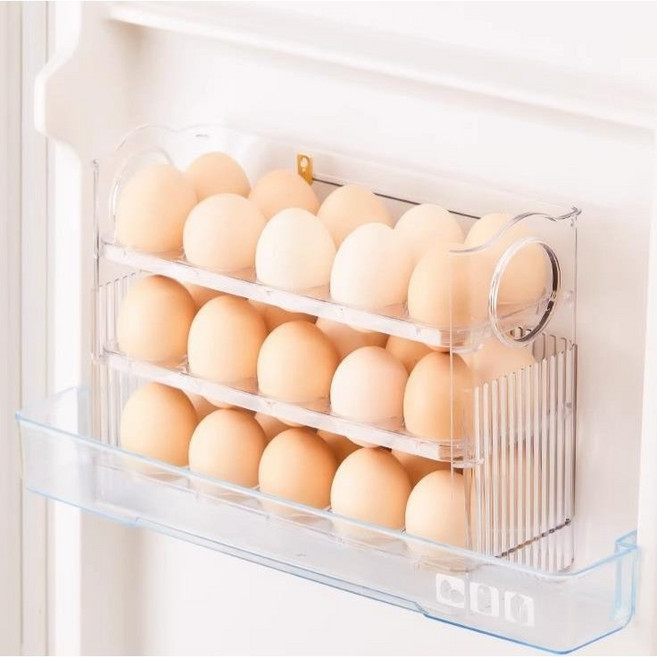 자동업 계란트레이 계란케이스 냉장고 계란 달걀 정리함 보관함 한판 30개입, 투명