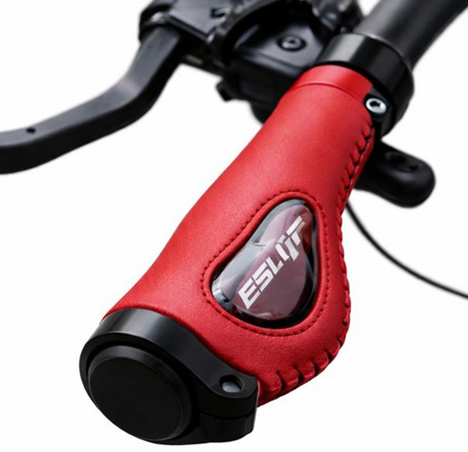아띠꼴로 자전거 핸들 그립 MTB 가죽 손잡이 실리콘 핸드그립, 레드와인, 1세트