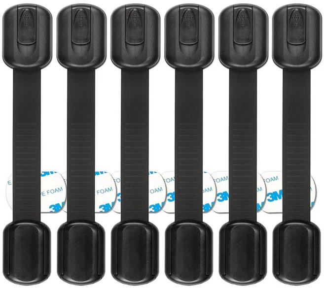 안전 캐비닛 잠금 장치 냉장고 안전 잠금 보호 잠금 서랍장 문 안전 잠금 방지 서랍장 서랍장 도어 옷장 오븐 냉장고 조절 가능한 위한 증명 래치, 6개, 블랙 - 쿠팡