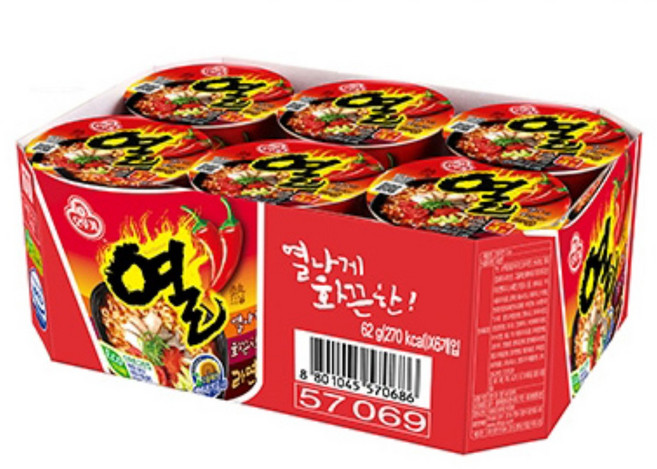 [오뚜기] 열라면_컵 62g x 6개, 1개
