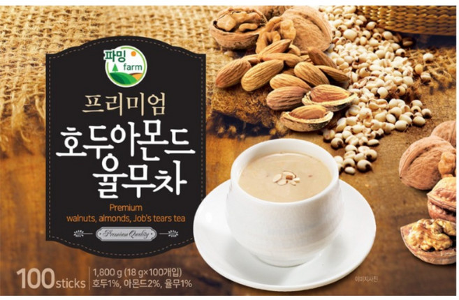 파밍 프리미엄 호두아몬드 율무차 100T, 18g, 100개입, 1개