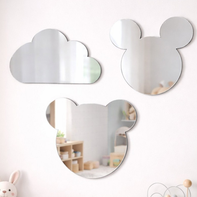 호브제 아크릴 안전거울 3mm 무타공 부착식 아이방 유아 깨지지않는 벽거울 구름 곰돌이 30cm, 곰돌이 5045