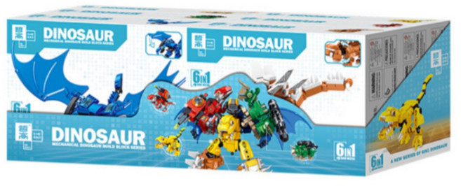 공룡 6종 합체 로봇 블록 다이노소어 블럭 세트, 6종 세트, 1개