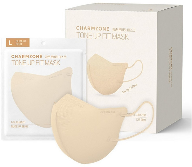 참존 톤업핏 마스크 성인용 대형, 25개입, 1개, 누드업베이지