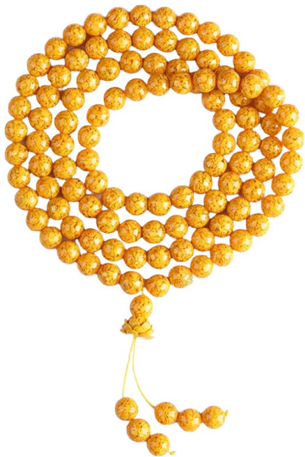 B&B 프리미엄 천연 웅황 108 염주 - 부모님 건강 기원 만사형통 행운 팔찌 (정화 처리 완료)