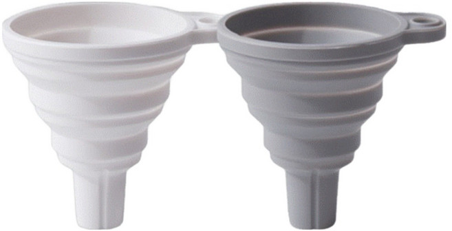 올리OLI 다용도 주방 욕실 접이식 실리콘 깔대기, 1세트, 화이트+그레이