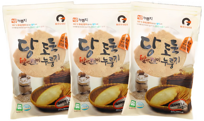 당도둑발아현미누룽지 3봉지(600gX3봉), 600g, 3개