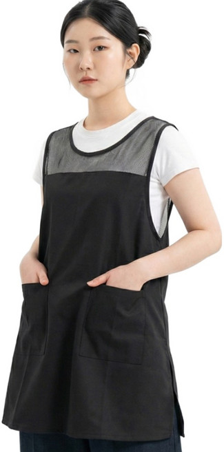 대박 망사형 원피스 앞치마 / 식당 미용실 주방 APRON, 1개, 블랙(DB-MESH)