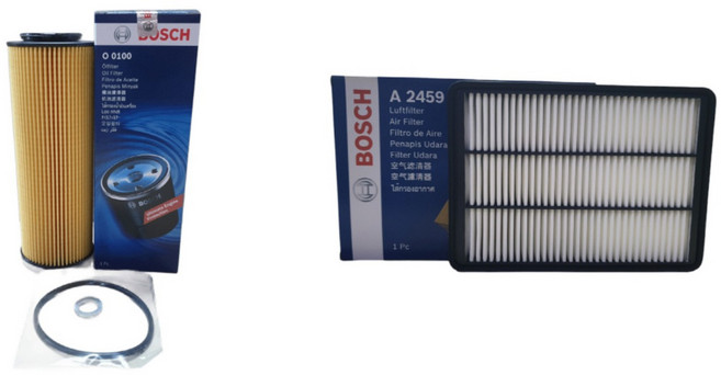 보쉬 엔진 오일 교환 필터 셋트 모하비 HM 3.0 e-VGT 오일필터+에어필터 O0100+A2459, 오일필터: O0100
에어필터: A2459, 1세트