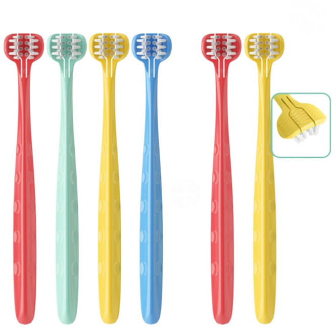 (무료배송) MDB 3D 어린이 칫솔 (4개+2개), 빨강 3개 + 초록 3개