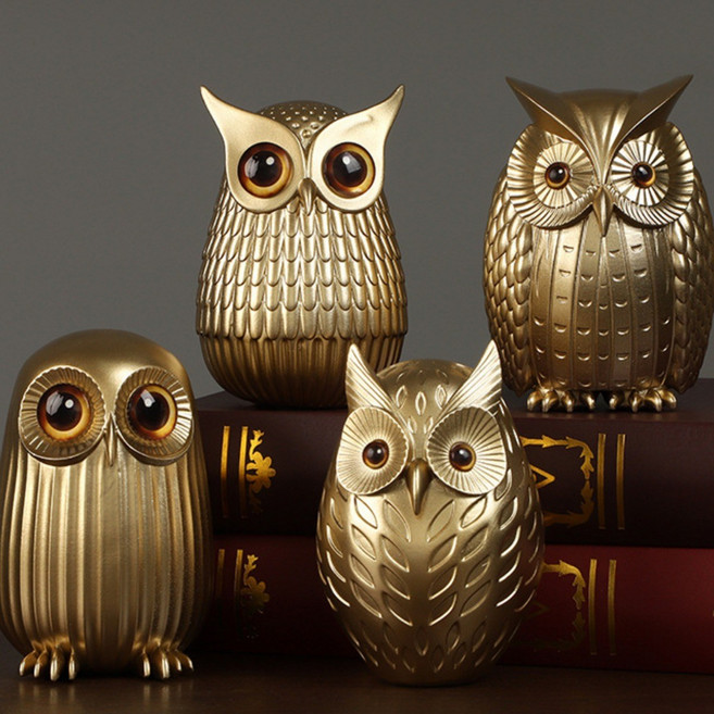 미츠키 황금 골드 부엉이 돈 복 풍수 인테리어, 돈복 부엉이, 골드 색상