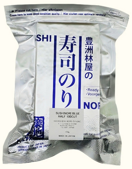 햐야시야 블루 하프 반절 일본김 스시김 스시노리 100장, 1개, 150g